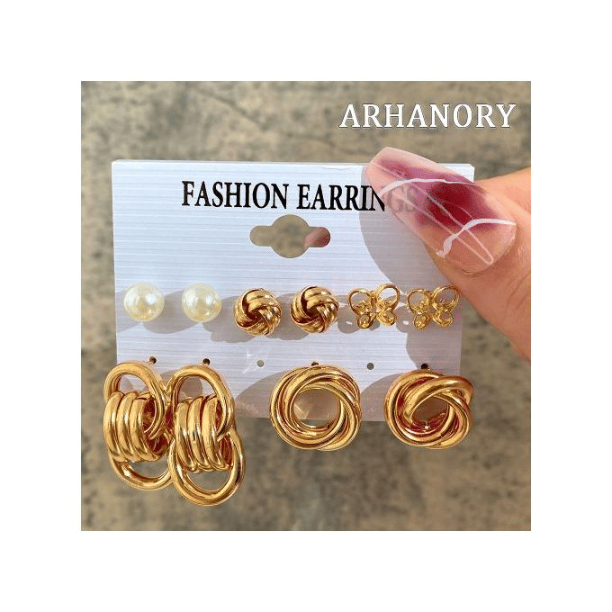 Elegant Vintage Pearl Gold Tone Dangle Earrings Set Fashion Jewelry