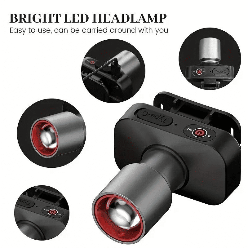 Versatile 3-Mode Rechargeable White Laser Headlamp: Telescopic Zoom, Super Bright, Lightweight USB