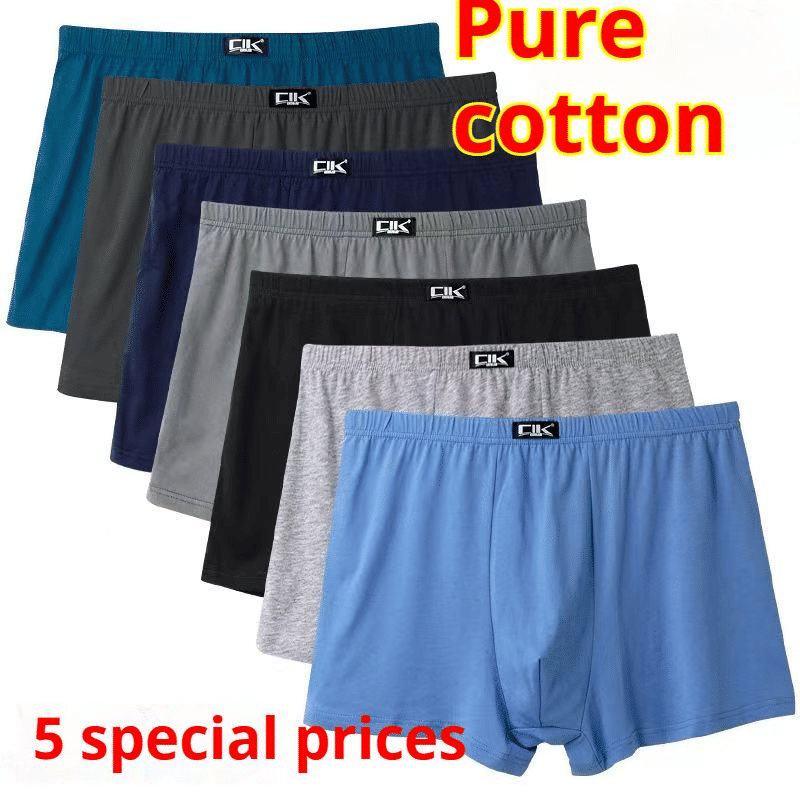 5-Pack Men's Pure Cotton Boxer Briefs - Soft, Breathable, Comfortable Underwear