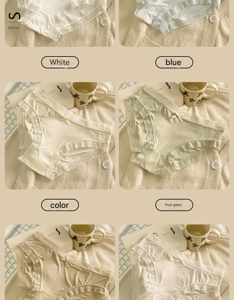 SENYI 7-Pack Ice Silk Seamless Breathable Quick-Dry Low-Waist Lace Panties