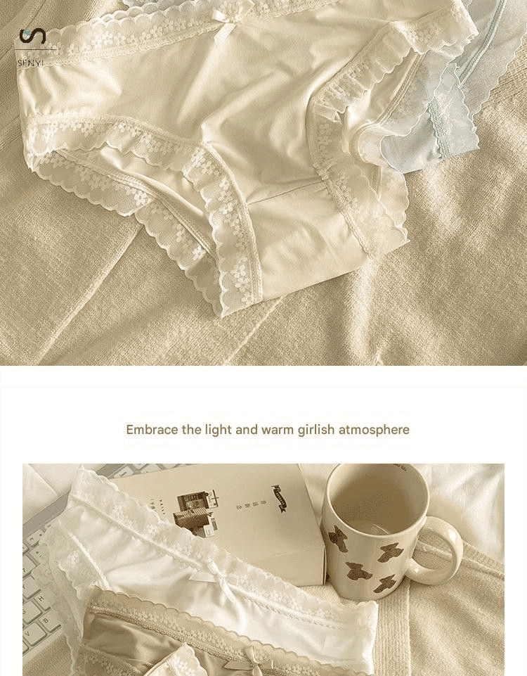 SENYI 7-Pack Ice Silk Seamless Breathable Quick-Dry Low-Waist Lace Panties