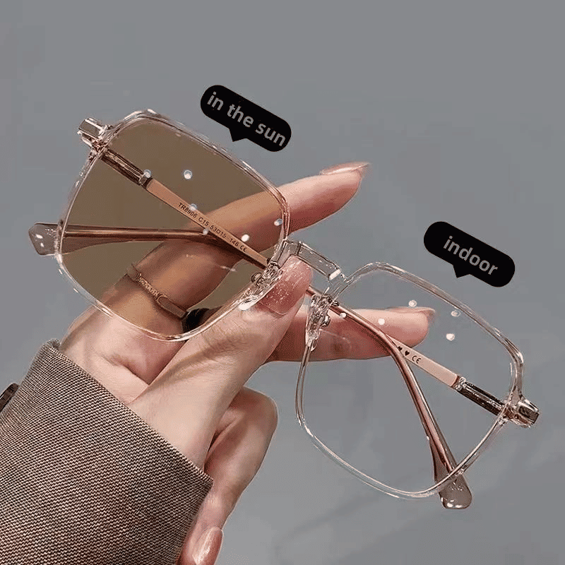 Stylish Photochromic Square Glasses: Outdoor Color Changing Eyewear for Men & Women