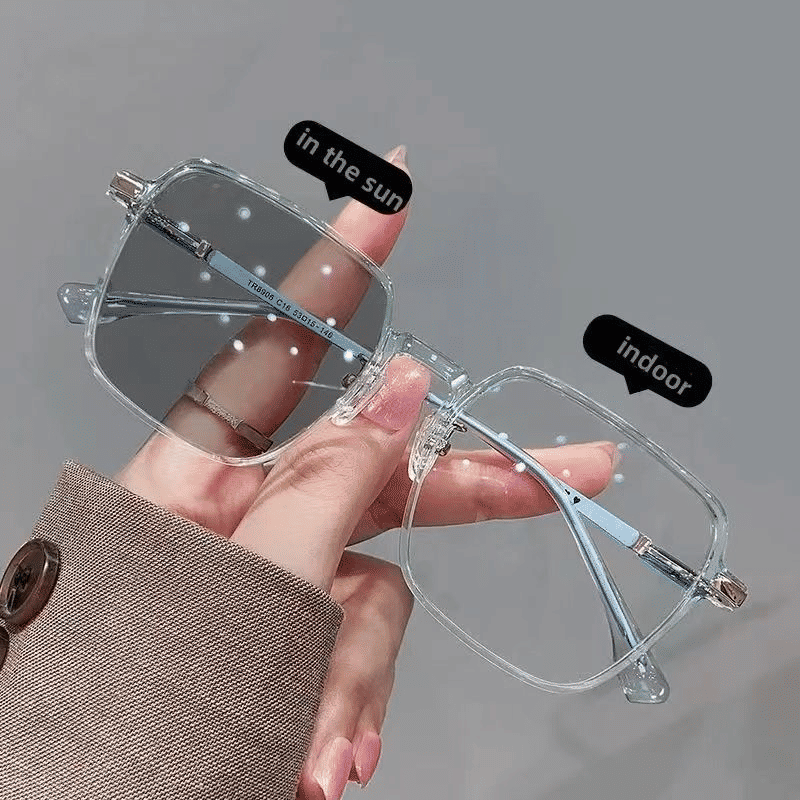 Stylish Photochromic Square Glasses: Outdoor Color Changing Eyewear for Men & Women