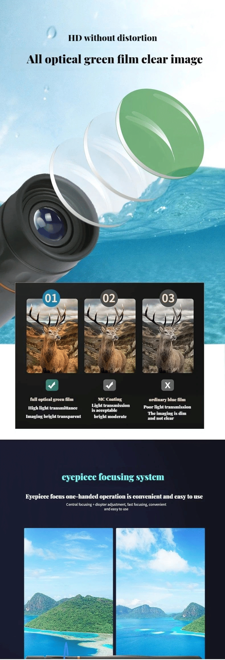 2000x24 HD Monocular Telescope with Phone Holder for Outdoor Adventures