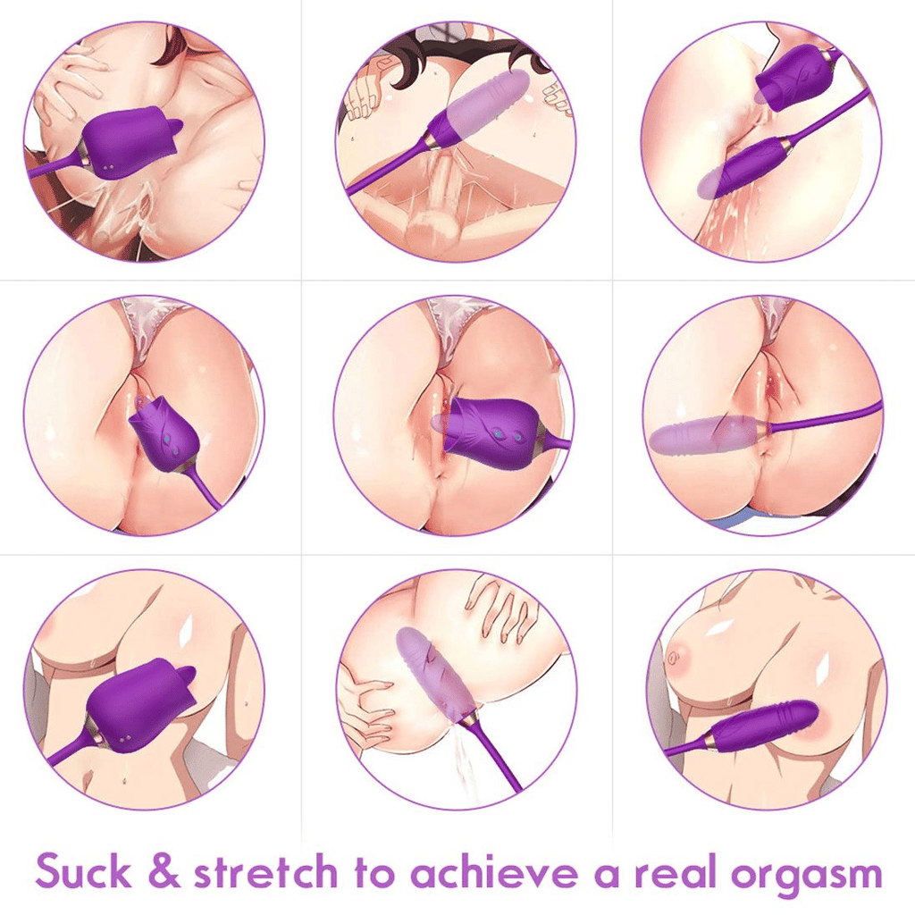 Ultimate Rose Toy Vibrator: Thrusting G-Spot, Clitoral Licking & Anal Stimulator