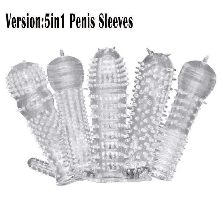 5-Pack Silicone Penis Sleeves: Enhancer, Extender, Delay Ring for Men's Pleasure