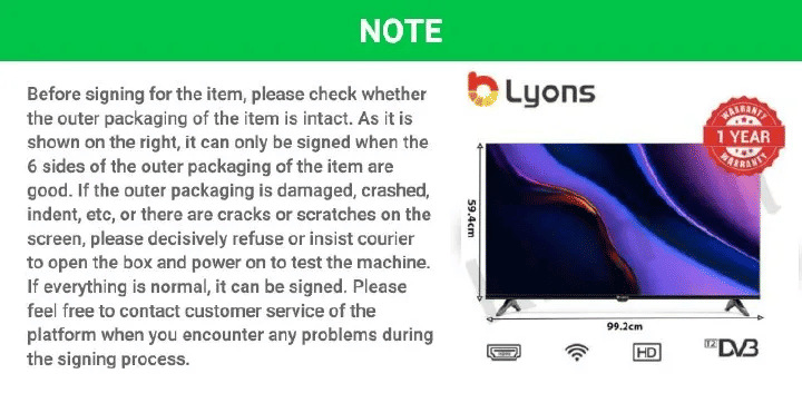 LYONS 43-inch Frameless Smart TV: HD Android, Bluetooth, Netflix, YouTube, Energy Saving