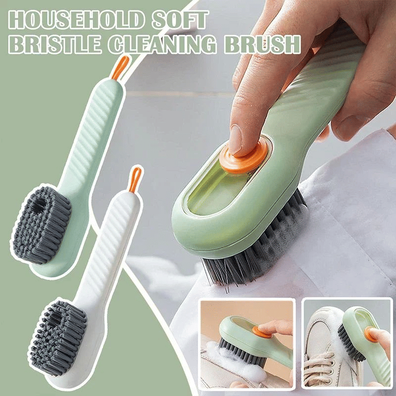 Automatic Liquid Discharge Soft Bristled Long Handle Cleaning Brush for Shoes