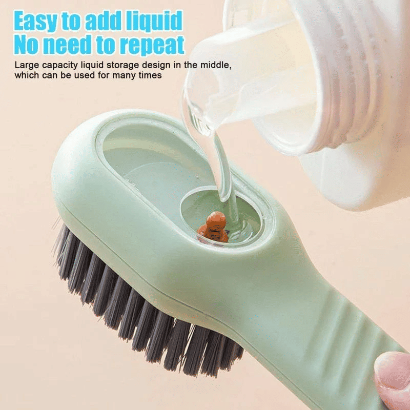 Automatic Liquid Discharge Soft Bristled Long Handle Cleaning Brush for Shoes