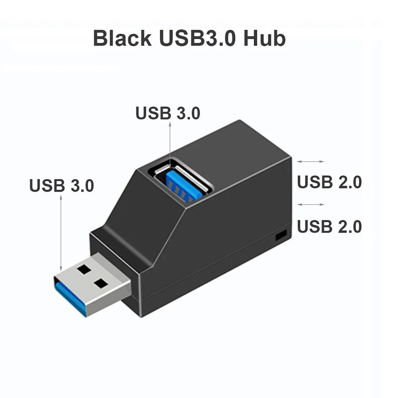 High-Speed USB 3.0 Hub Adapter Mini 3-Port Splitter for PC Laptop