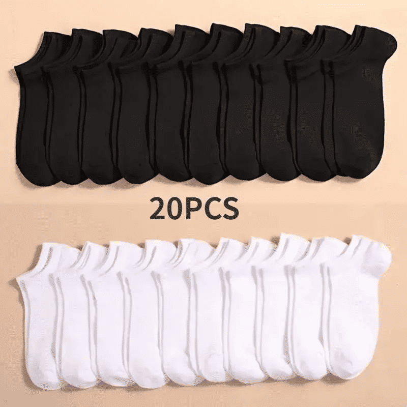 10 Pairs Unisex No-Show Ankle Socks: Breathable, Anti-Odor Comfort Fit