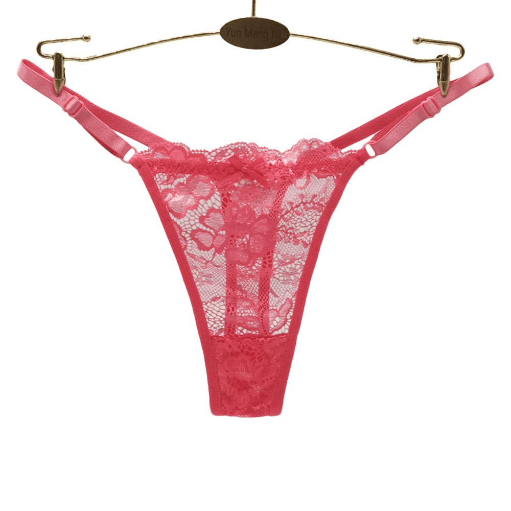 Thor Women's 4-Pack Low-Rise Thong Panties - Invisible, Soft Nylon Lace Briefs