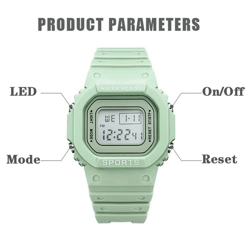 Durable Square Digital LED Electronic Sport Watch for All Ages
