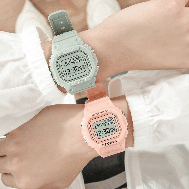 Durable Square Digital LED Electronic Sport Watch for All Ages