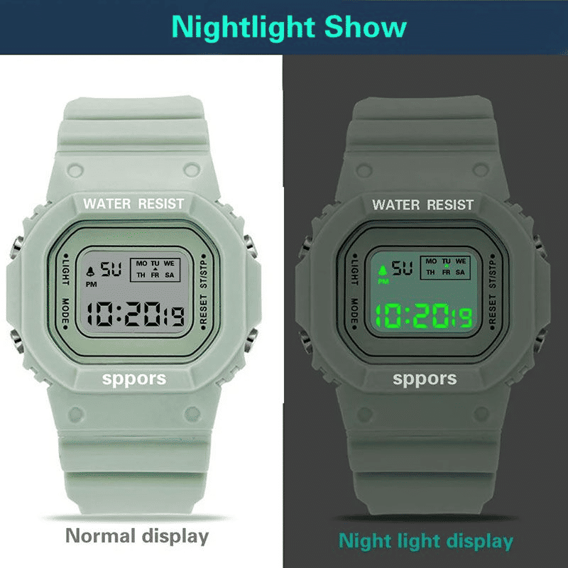 Durable Square Digital LED Electronic Sport Watch for All Ages