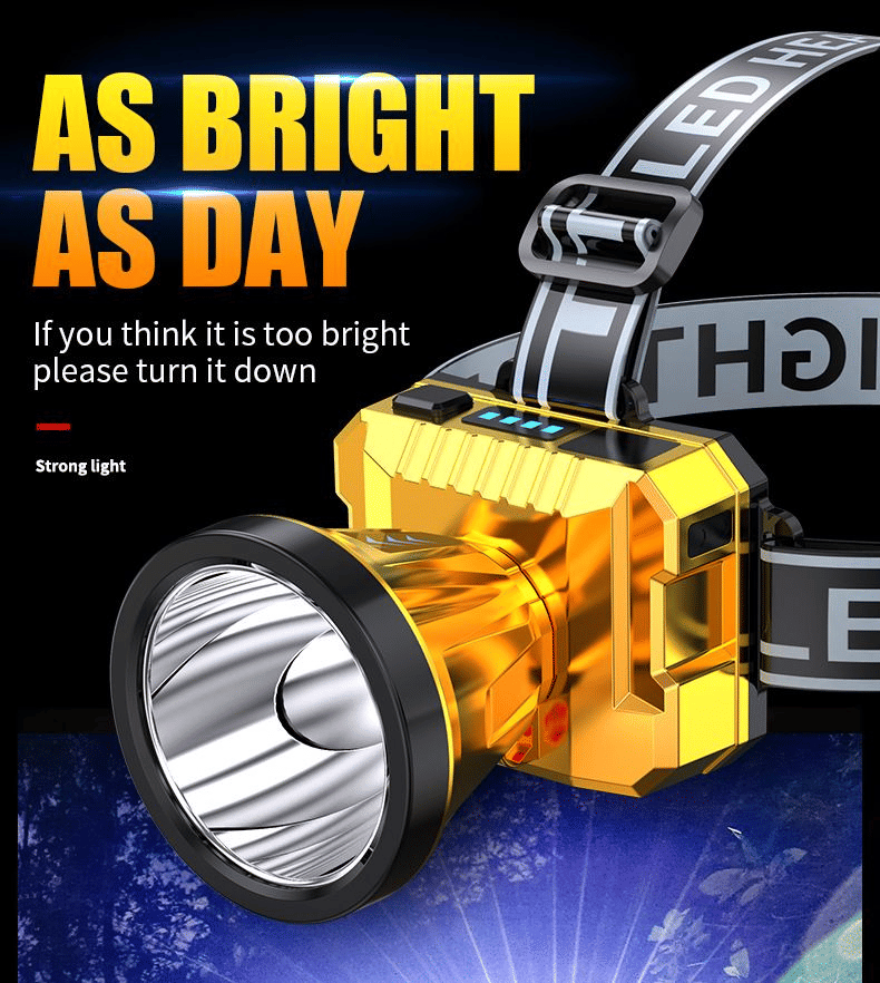 Powerful Rechargeable LED Headlamp: White Laser, 3 Modes, IPX6 Waterproof Outdoor