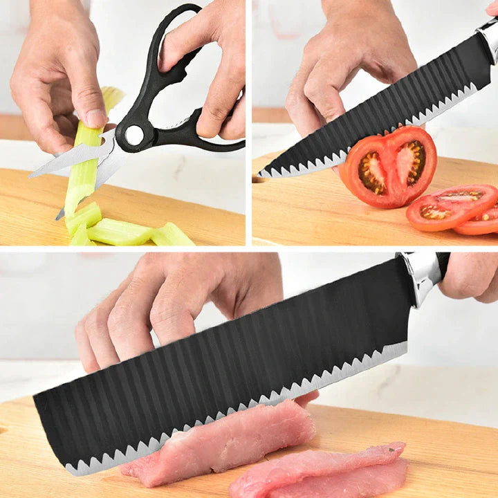6-Piece Stainless Steel Kitchen Knife Set with Scissors - Multifunctional Cutters