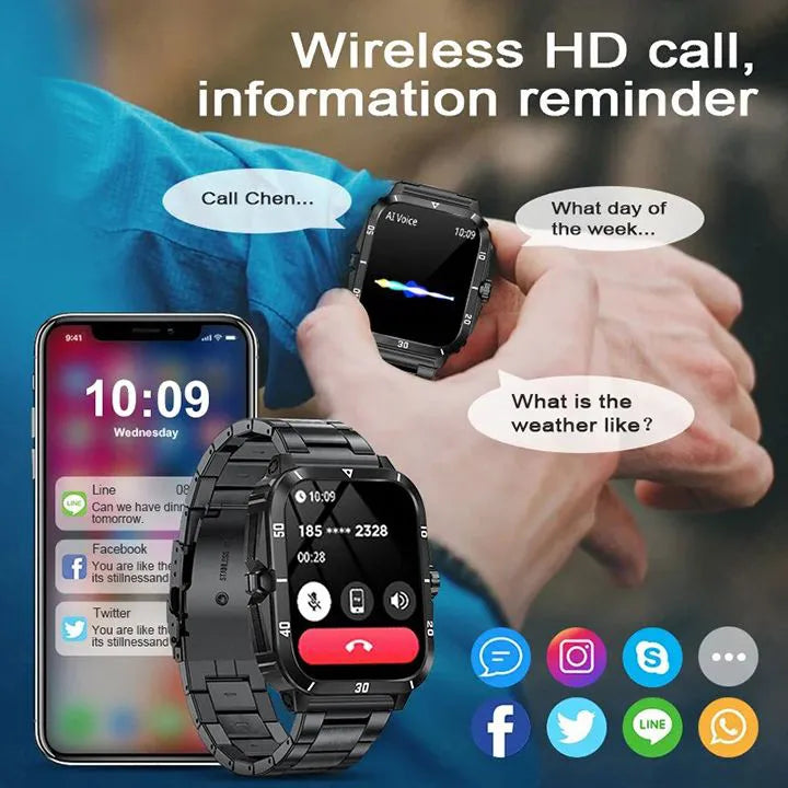 New Arrivals KT71 Smart Watch Men Bluetooth Call Wireless Wristwatch 1.96 Screen Smartwatch 100+Sport Waterproof Smartwatch Fitness Bracelet Heart Rate Blood Pressure Monitor Tracker Sports Smartwatch